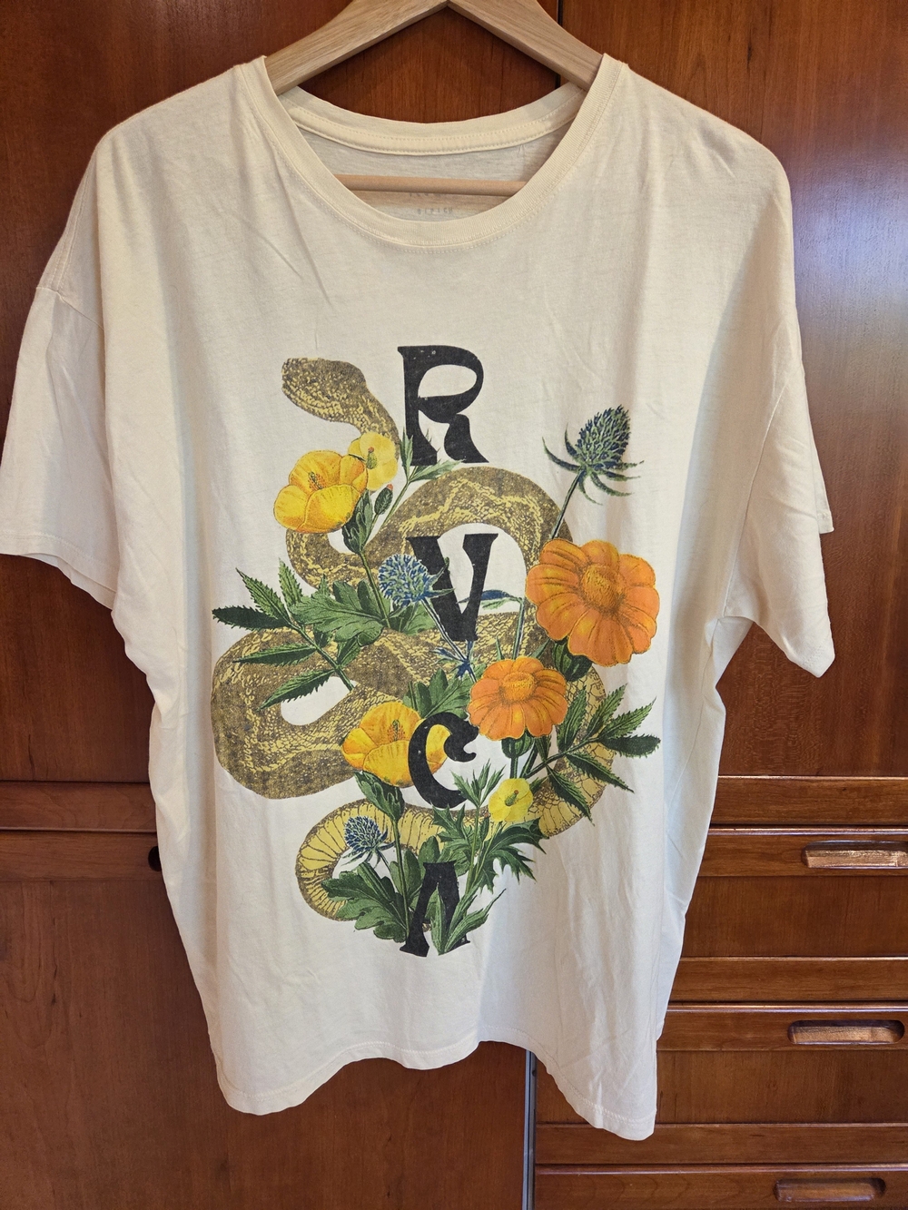 RVCA ANP PM Tenore Snake Floral Tee Size S Oversized Graphic T Shirt